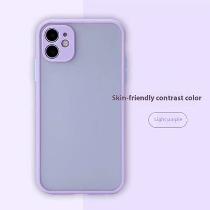 Étui de téléphone de couleur de contraste de protection givrée tout compris à trou fin